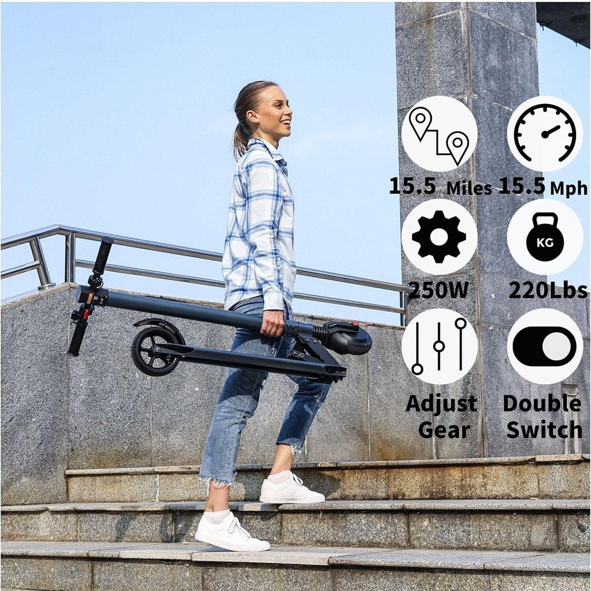 Electric Scooter with 10 Solid Tires, 500W Motor Folding I302