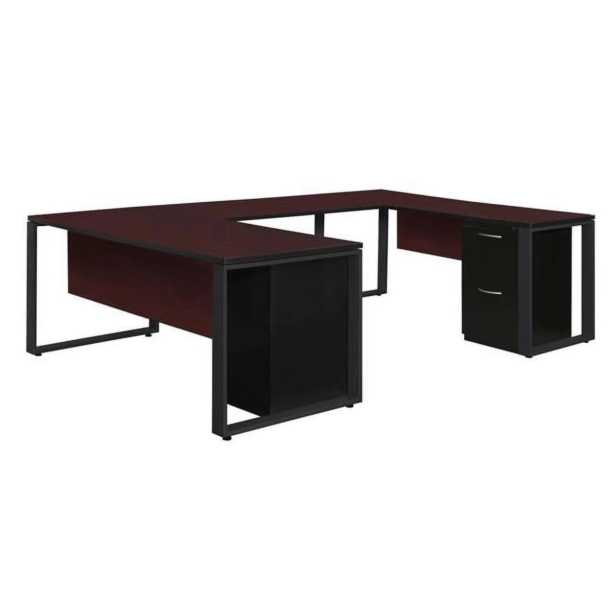 66 x 30 in. Double Pedestal U-Desk with Bridge U433311