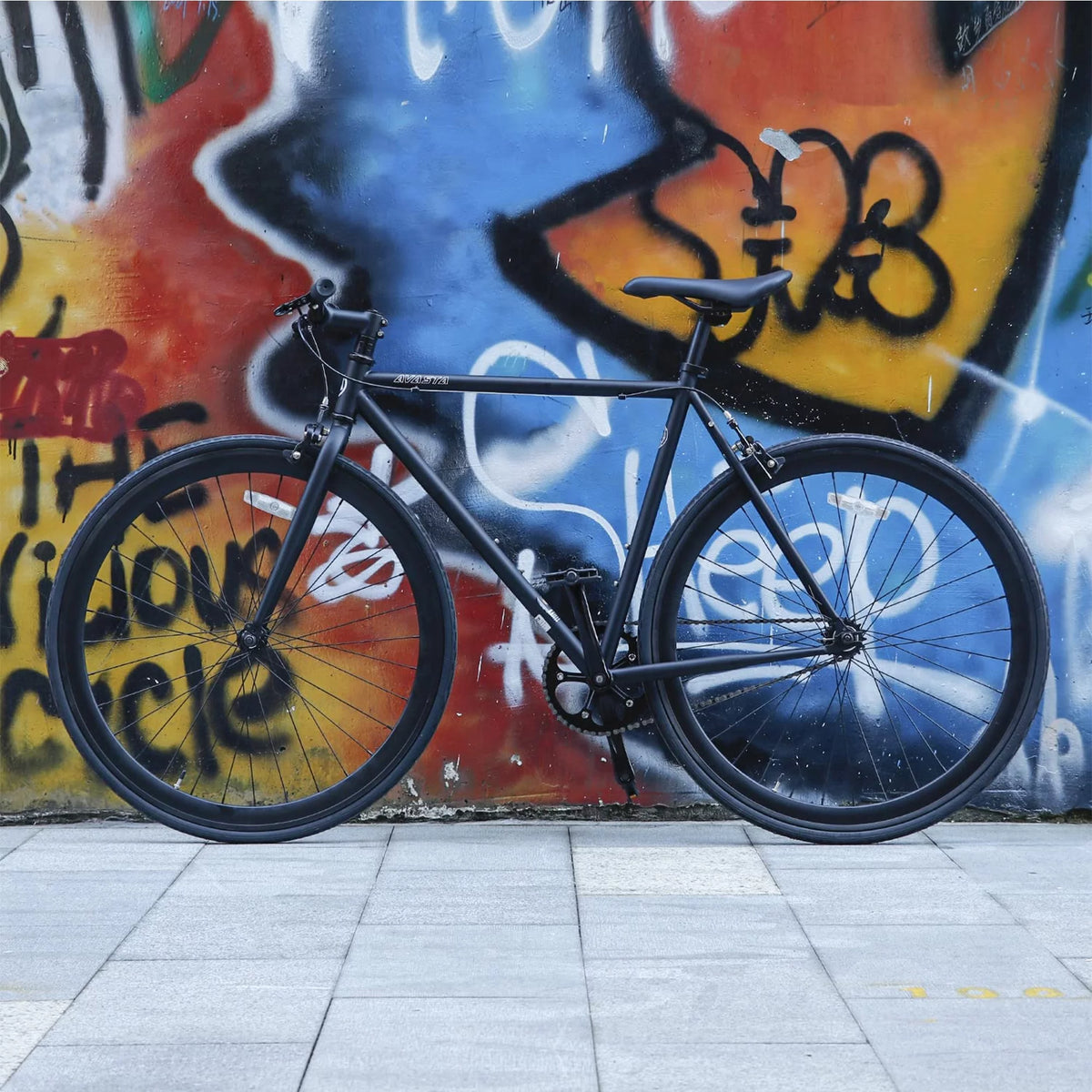 700C Single Speed Fixed Gear Bike, Black W6727