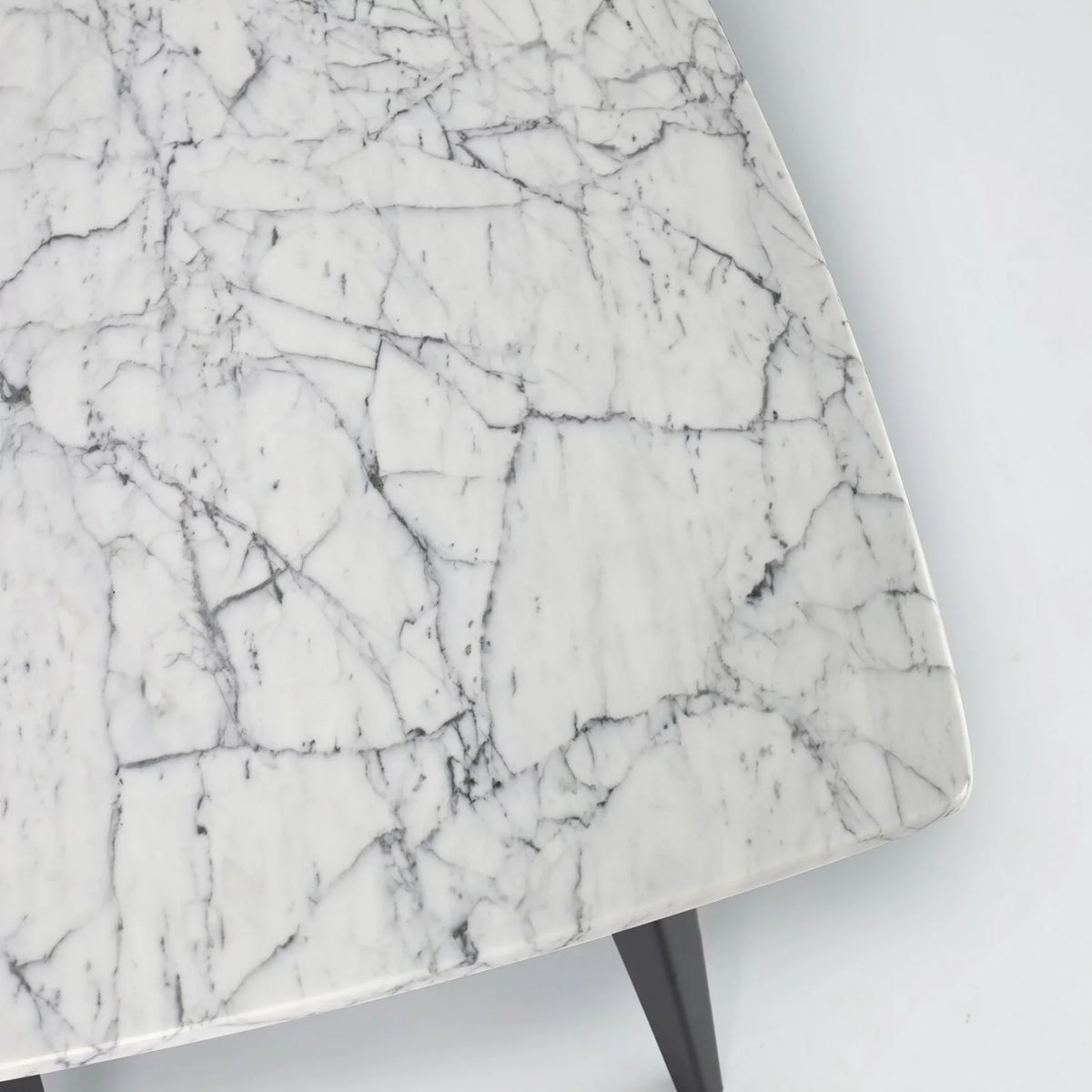 24" Square White Marble Side Table with Metal Legs J1929