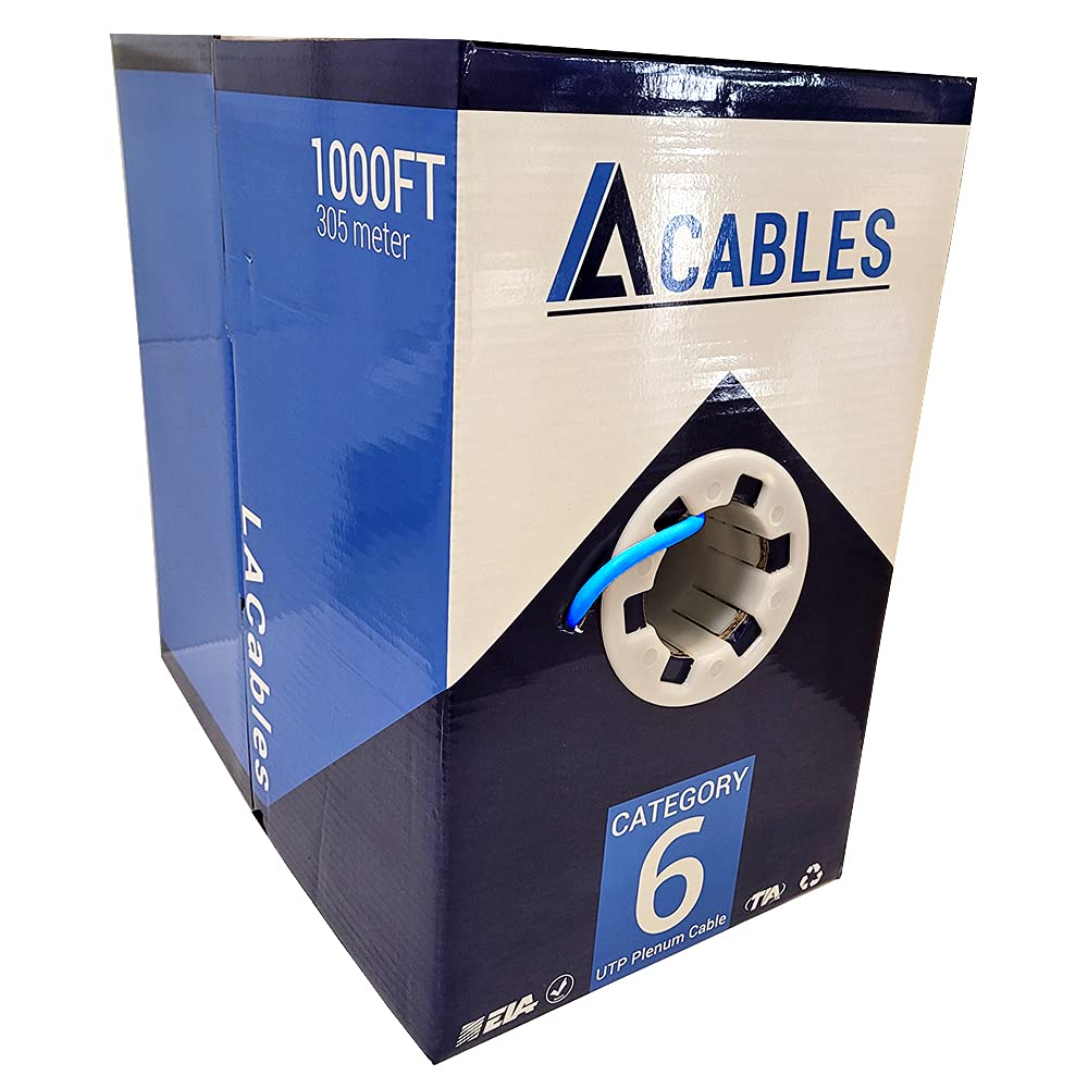 Cat6 Cable 1000ft Solid Conductors 23AWG 4Pair UTP Plenum CMP Rated Blue U49463