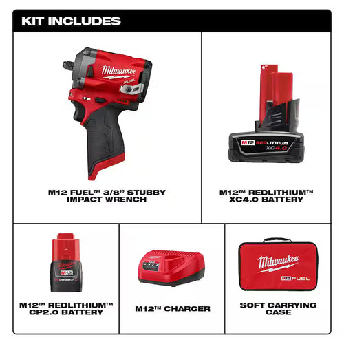 12V Brushless Cordless 3/8 in. Impact Wrench Kit with 43-Piece Socket Set F3185
