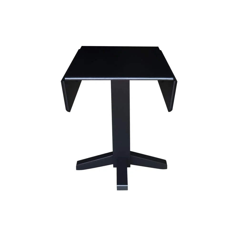 36" Solid Wood Square Dual Drop Leaf Dining Table in Black M655229