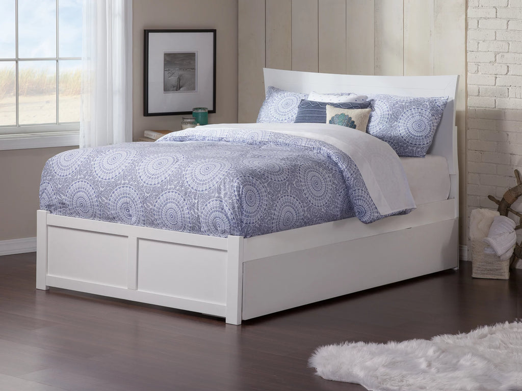 White Full Platform Bed with Trundle U804