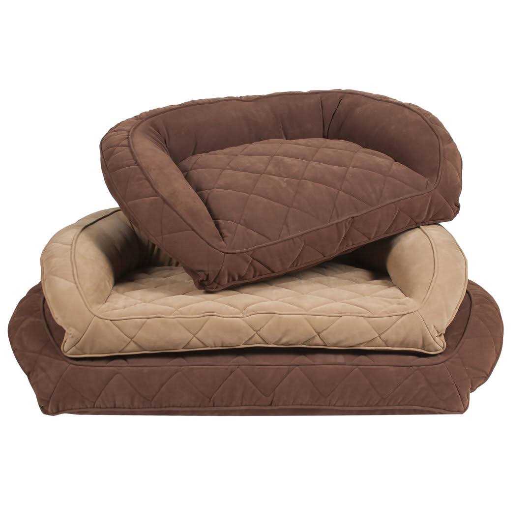Quilted Microfiber Bolster Pet Bed I467