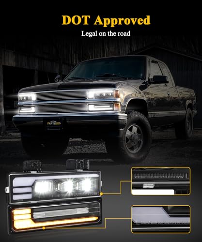 LED Headlights Assembly with DRL Sequential Turn Signal Hi/Low Beam X6408
