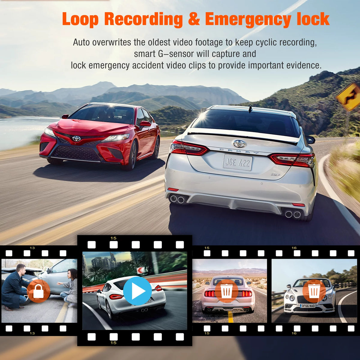 3 Channel 1080P Dash Cam with 64GB SD Card R60925