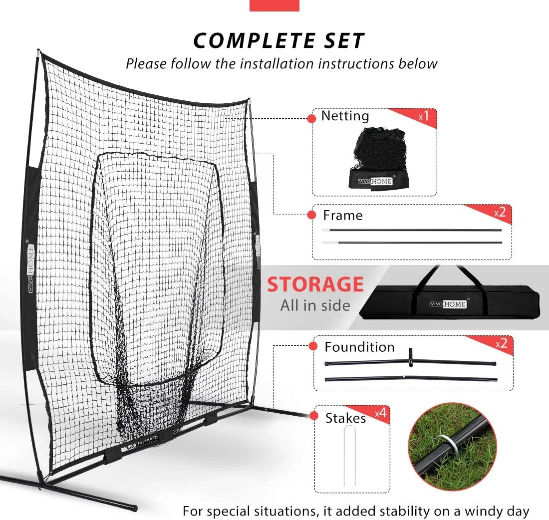 7x7Ft Baseball Softball Practice Net with Carry Bag B2156