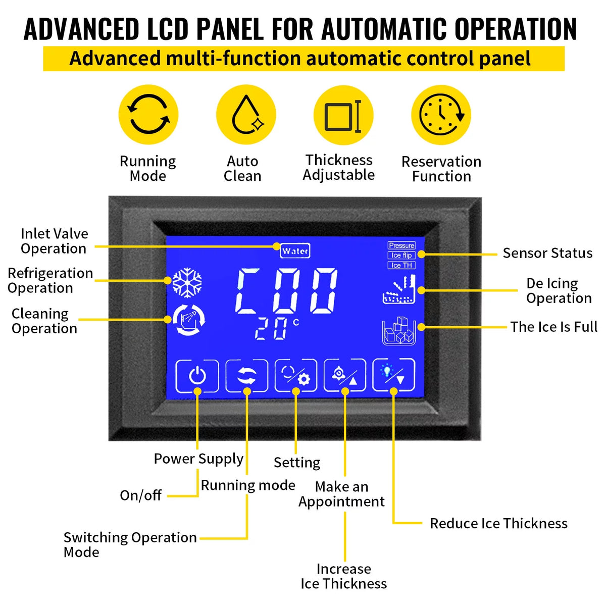 Commercial Ice Maker 132lbs/24h Stainless Steel W76869