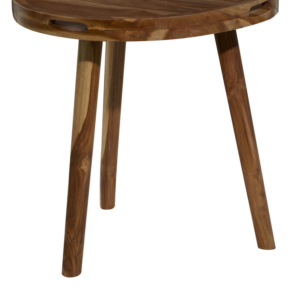 24" x 24" Brown Teak Wood Accent Table with Tripod Legs T629923