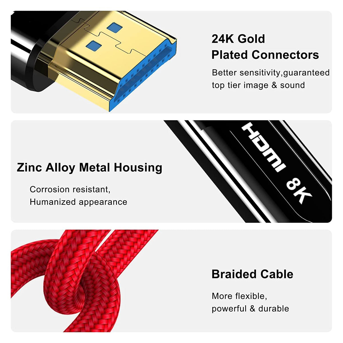 8K@60Hz Braided Fiber Optic HDMI Cable 30FT Q186271