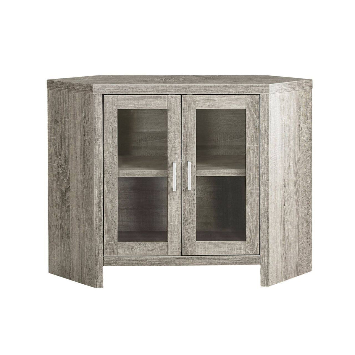Dark Taupe Corner TV Stand with Glass Doors S20738