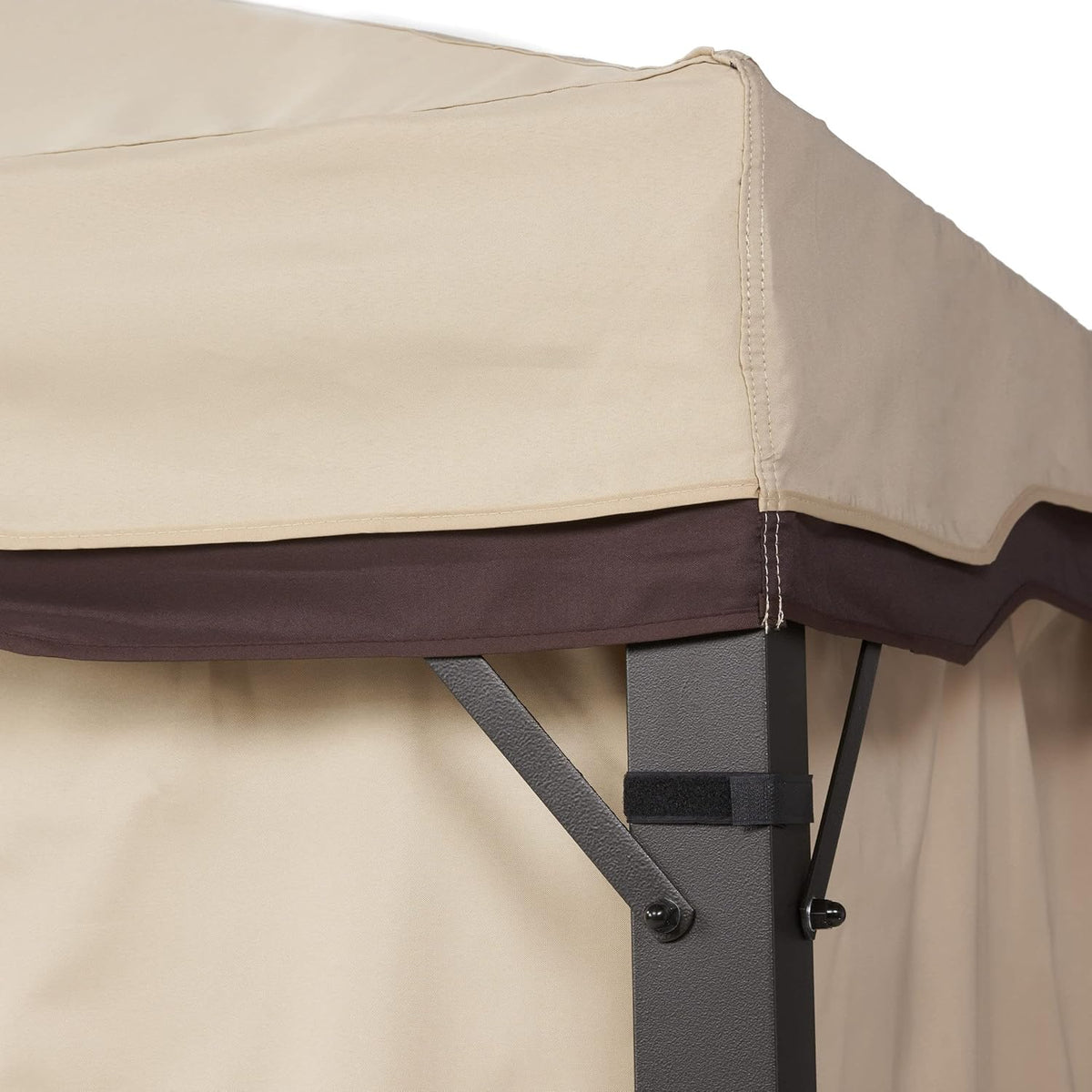 Beige Outdoor Gazebo Canopy with Net Drapery U1548