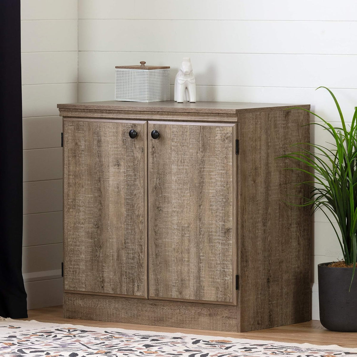 Small 2-Door Storage Cabinet with Adjustable Shelf, Pure Black R195367