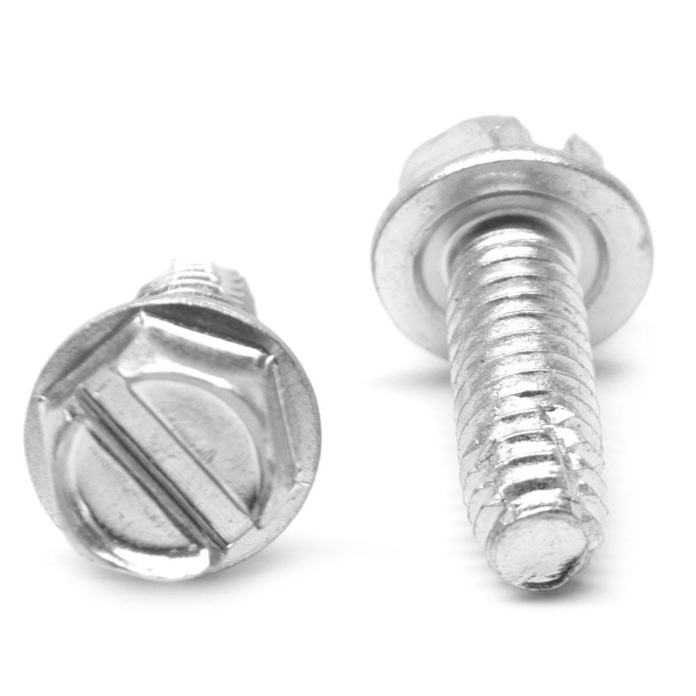 1/4-20 x 1 3/4 Coarse Thread Cutting Screw Slotted Hex Washer Head Zinc Plated C7949