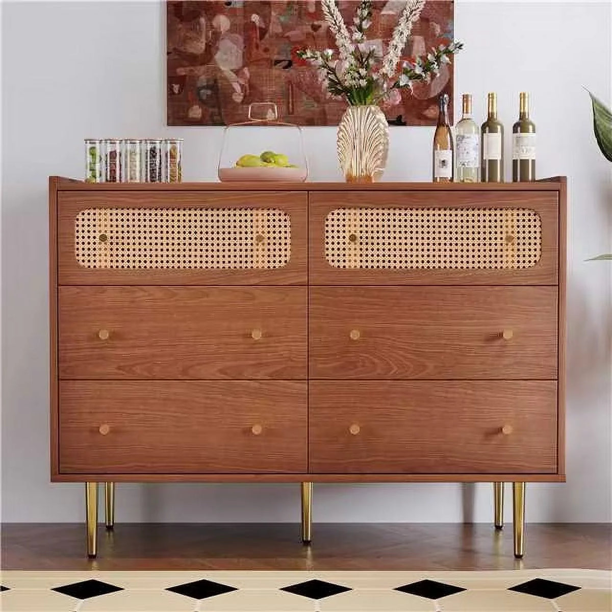 6 Drawer Rattan Dresser B4872