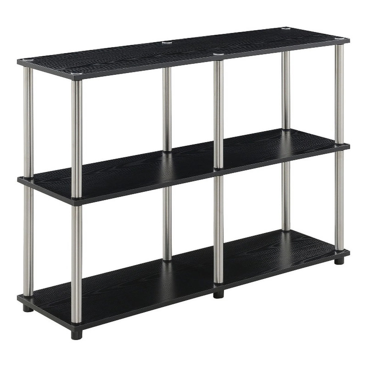 Black Wood Console Table with Shelves N6342
