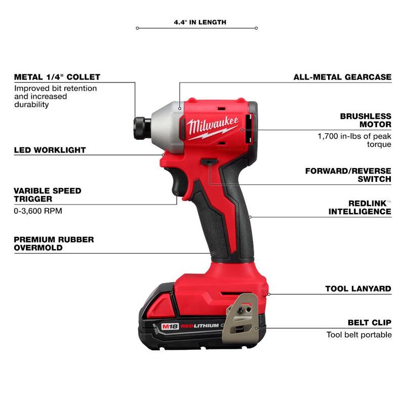 18-Volt Lithium-Ion Brushless Cordless 1/4 in. Impact Driver Kit M74480