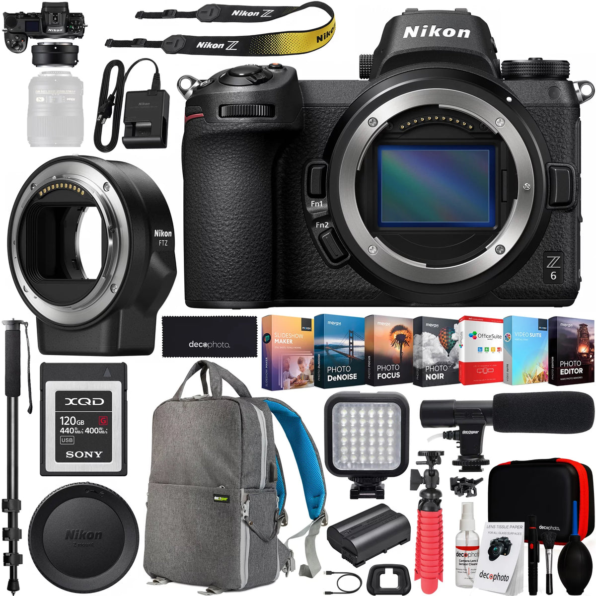 Mirrorless Full-Frame 4K Ultra HD Camera Body with Mount Adapter and Accessory Kit P9924