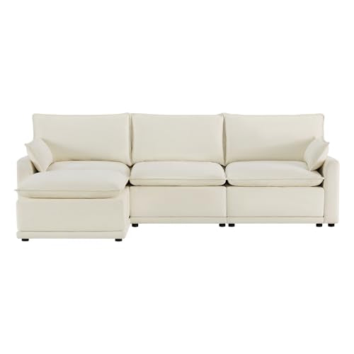 Oversized Modular Sectional Sofa Set, 4 Seater L Shaped Couch, Cream K89241