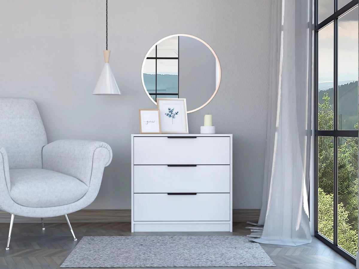 Modern 3-Drawer Dresser White L365