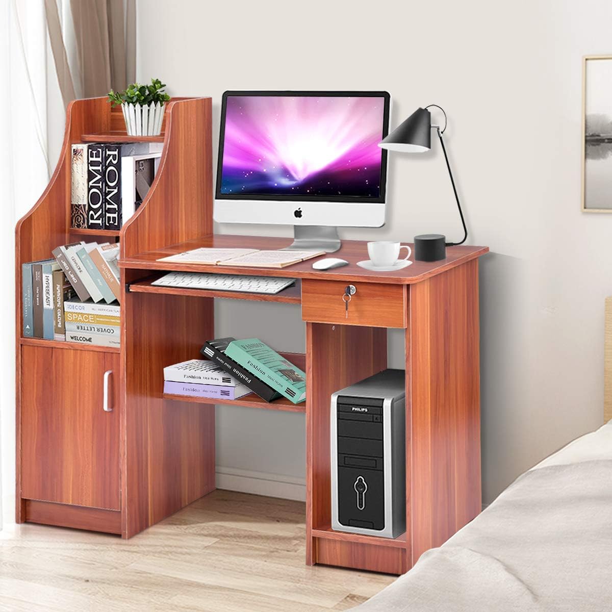 Computer Desk with Storage Cabinet & Drawer H47992