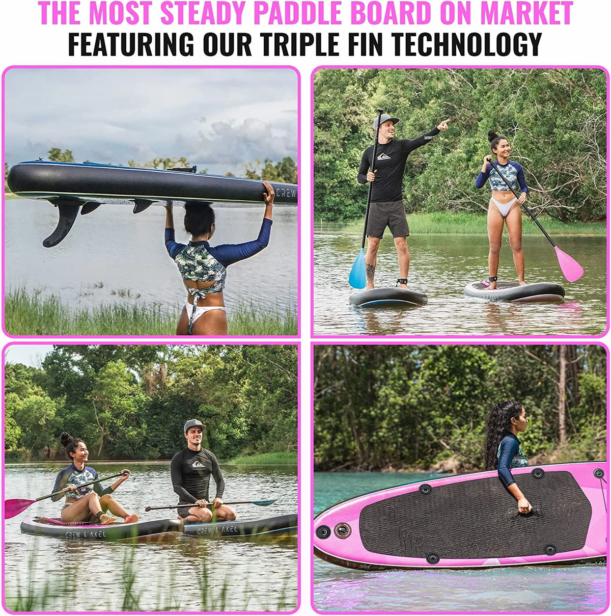 Inflatable Paddle Board SUP Kit with Paddle Pump Bag Pink W206807