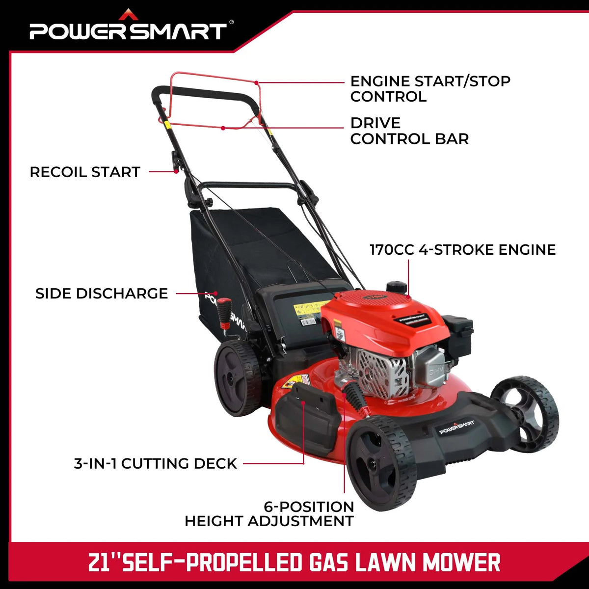 21-inch 3-in-1 Gas Self-Propelled Lawn Mower S289191