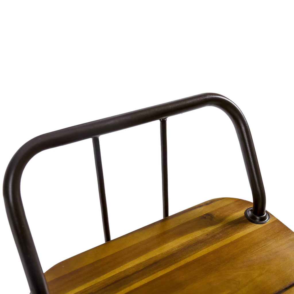Acacia Wood Bar Set with Iron Frame P32717