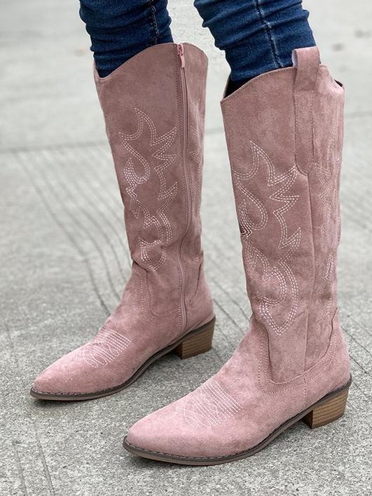 Embroidered Mid-Calf Boots R827702