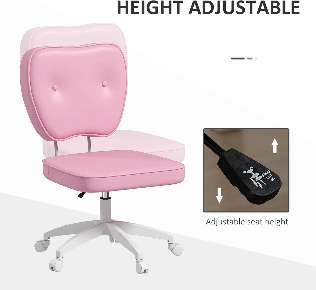 Armless PU Leather Office Chair with Adjustable Height O396744