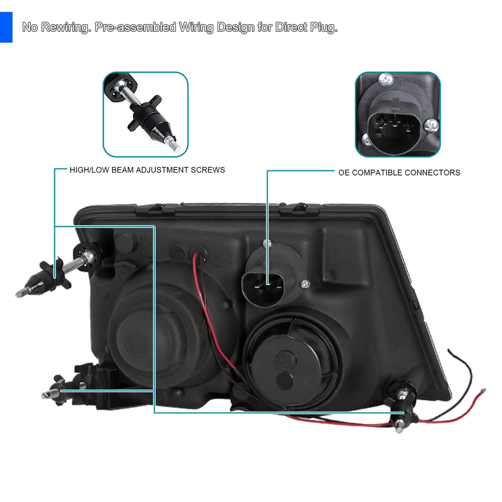 Black Projector Headlights Pair C2595