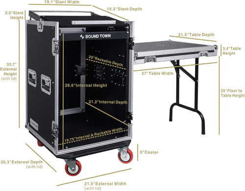 16U PA DJ Rack Road Case with 11U Slant Mixer Top R61649