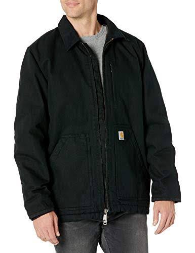 Loose Fit Washed Duck Sherpa-Lined Coat Navy Z746