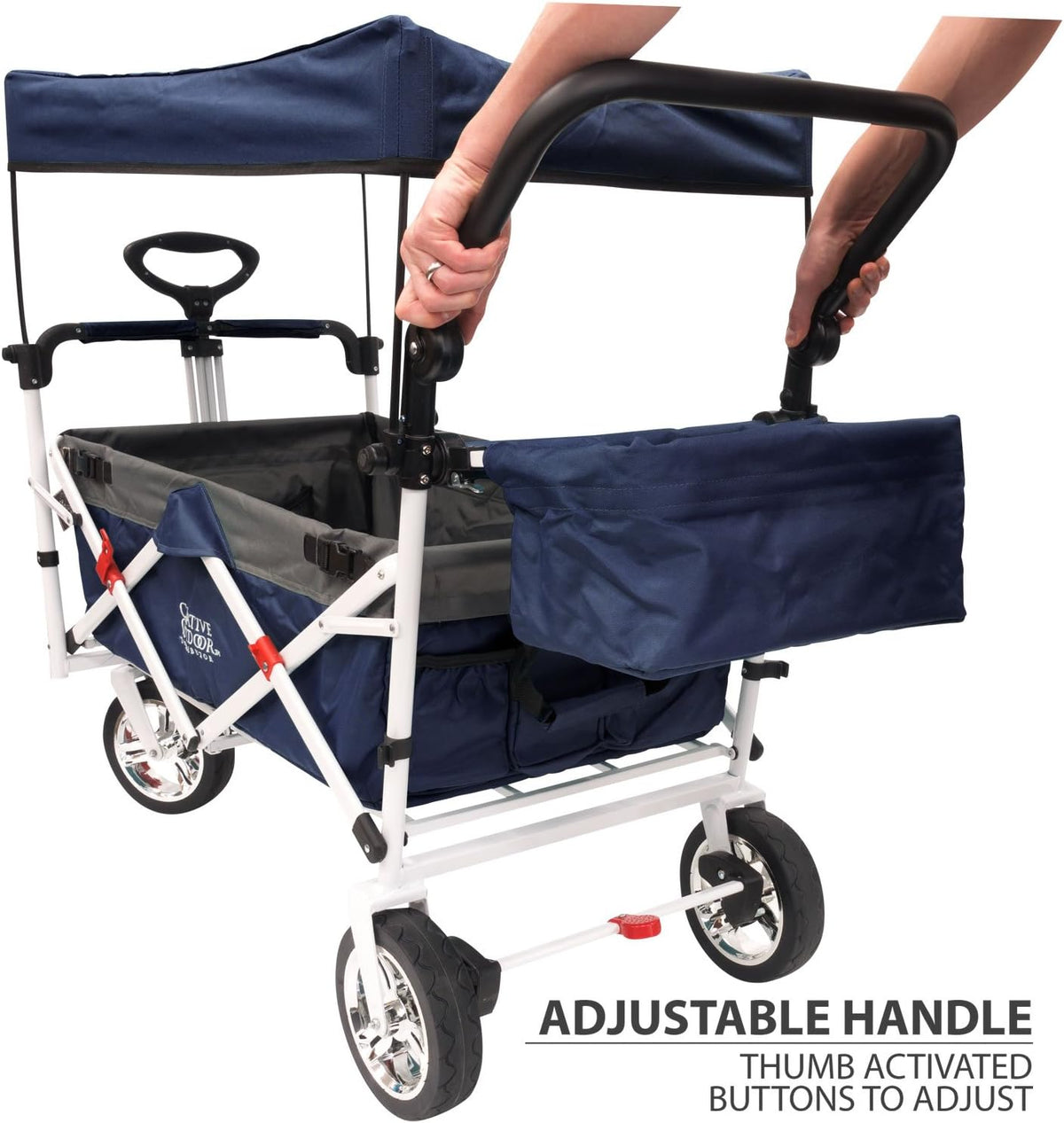 Collapsible Folding Wagon Cart with Sun & Rain Shade W418587