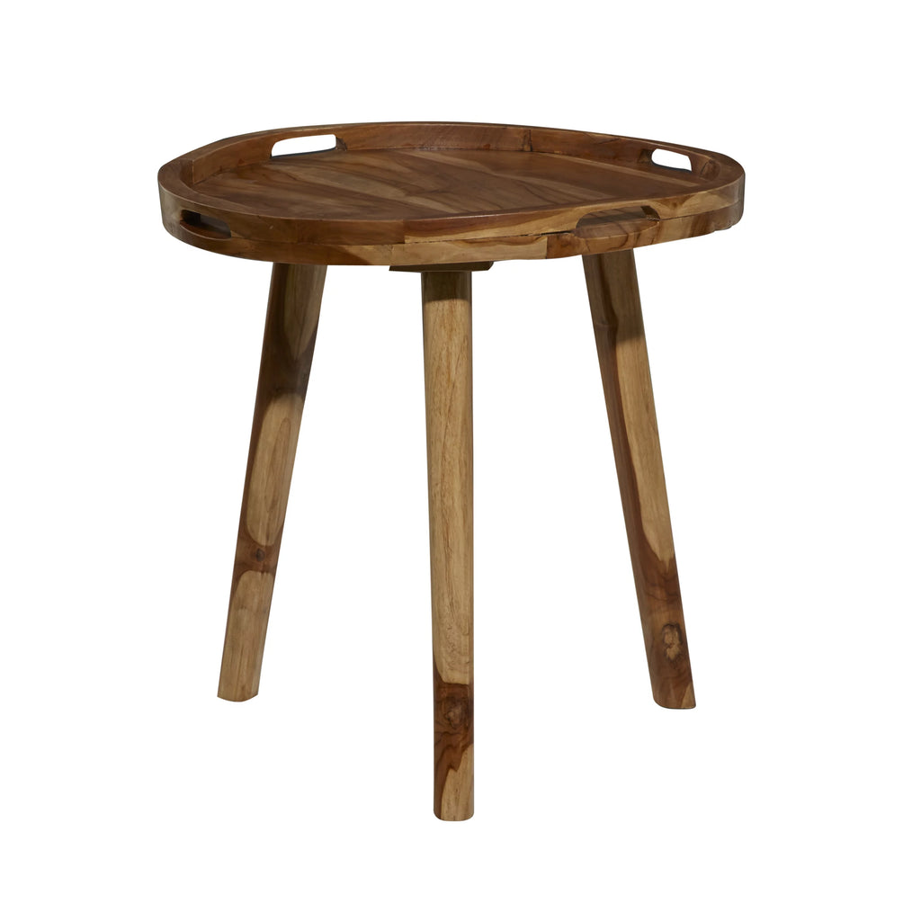 24" x 24" Brown Teak Wood Accent Table with Tripod Legs T629923
