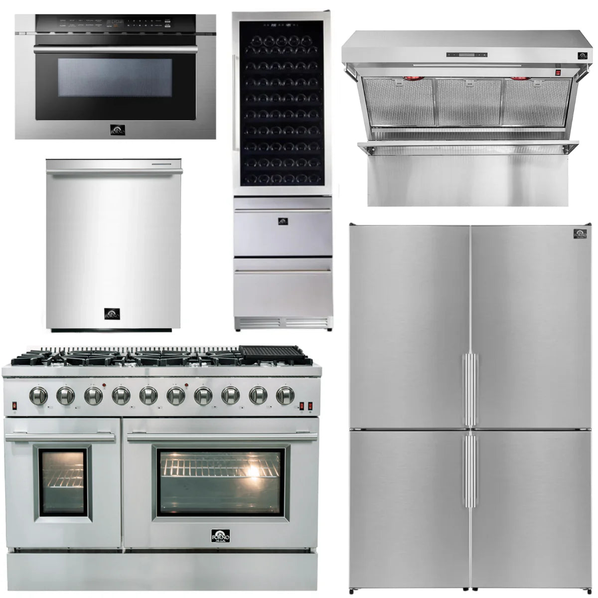 48 Dual Fuel Range, Range Hood, Dishwasher, Refrigerator, Microwave Drawer, Wine Cooler M107948