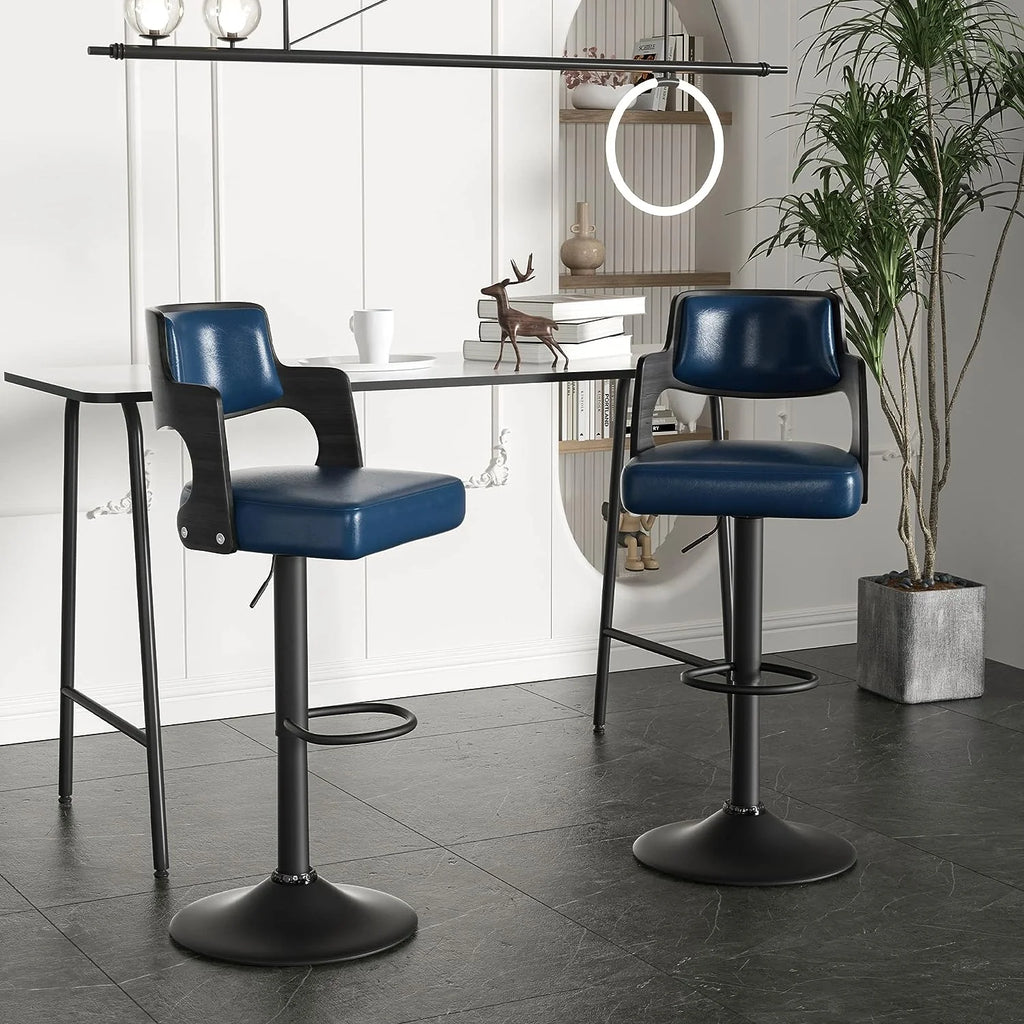 Adjustable Bar Stools with Wood Back Set of 4 P2069