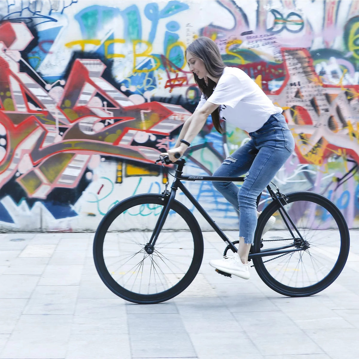 700C Single Speed Fixed Gear Bike, Black W6727