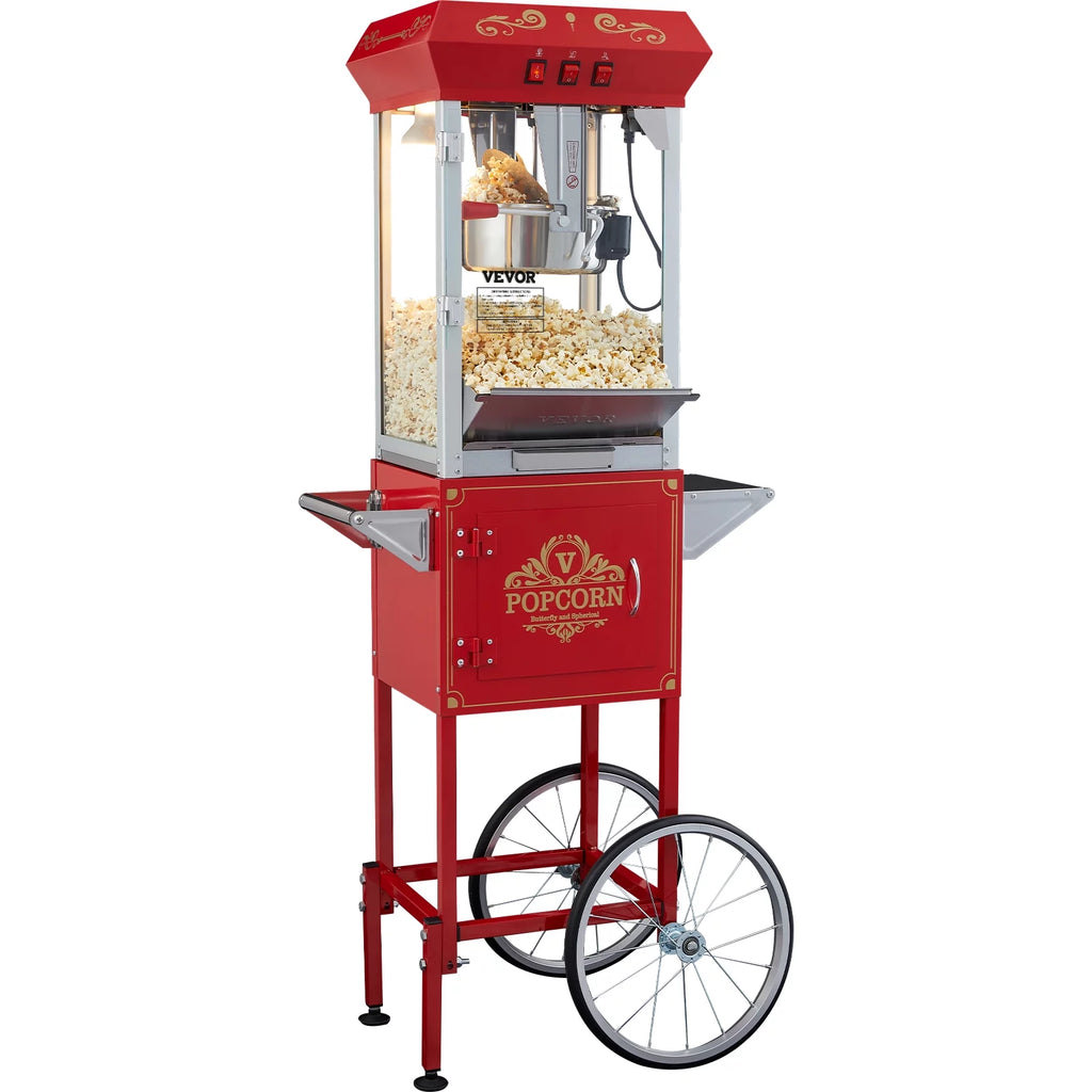 8 oz 48 Cups 850W Red Popcorn Maker Cart N730