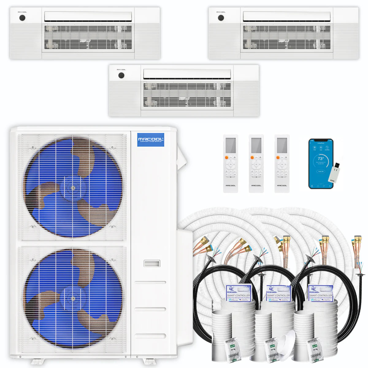 54,000 BTU 3 Zone Ceiling Cassette Ductless Air Conditioner and Heat Pump A234