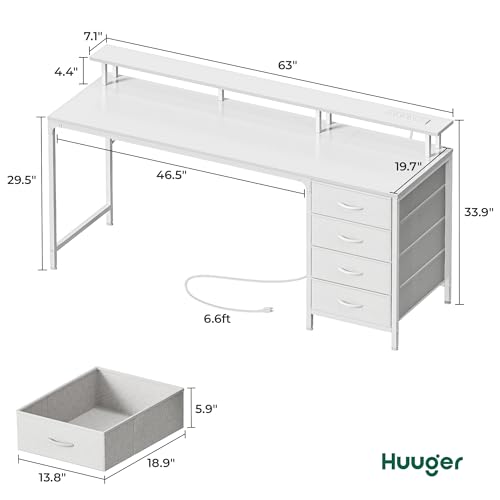 47 Inch Black Computer Desk with 4 Drawers R381