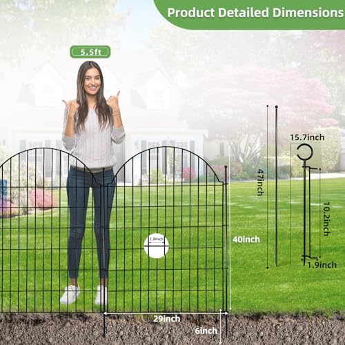 Arched Rustproof Metal No Dig Garden Fence with Ground Stake G2700