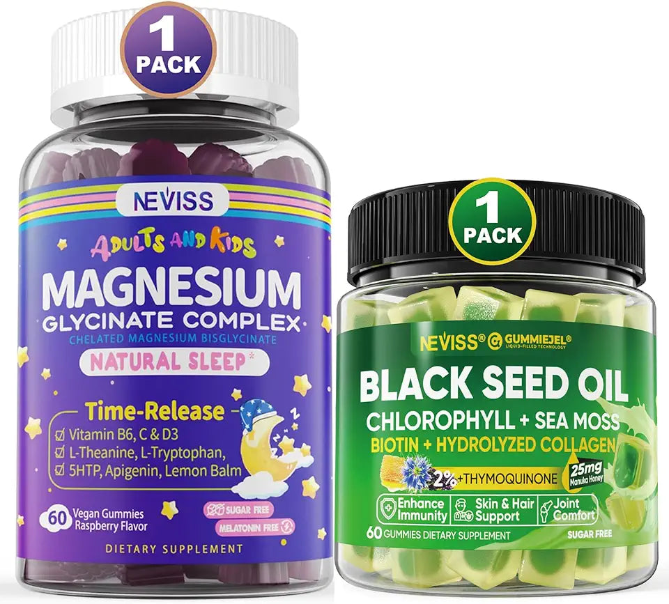 Magnesium Glycinate Gummies + Black Seed Oil Gummies P53027