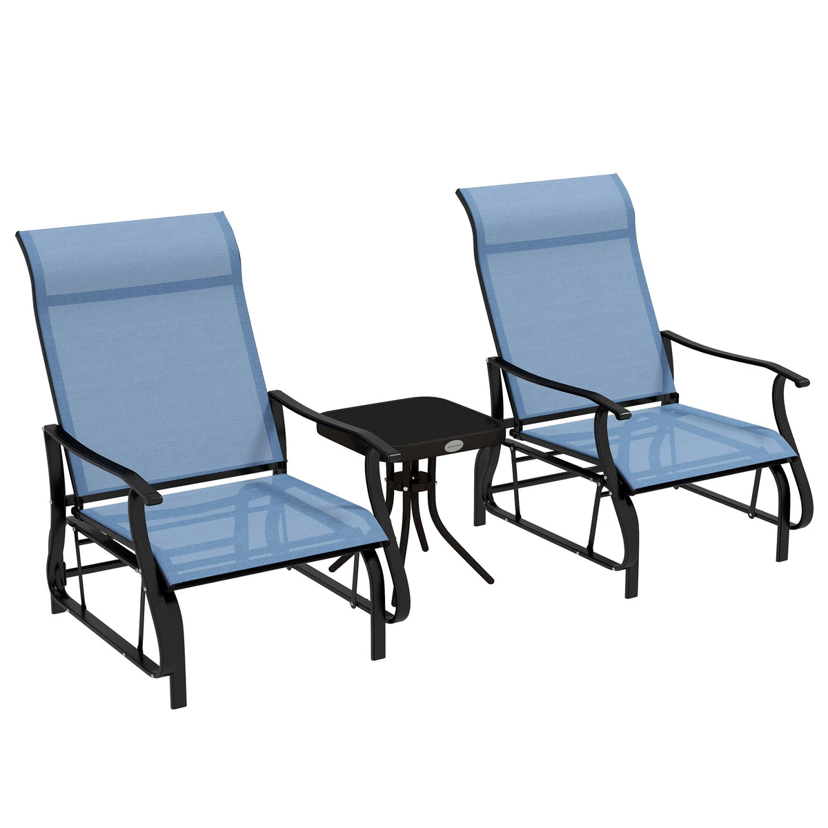 Light Blue 3-Piece Outdoor Gliders Set with Steel Frame C222667