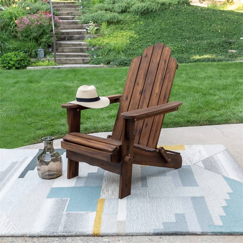 2 Piece Acacia Adirondack Chair Patio Set Dark Brown D985970