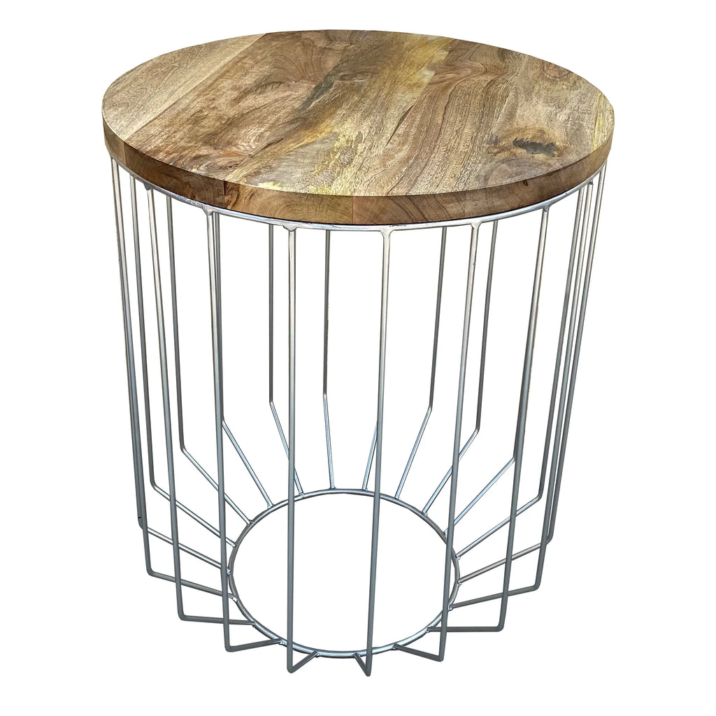 25 Inch Mango Wood Round Side End Accent Table M79746