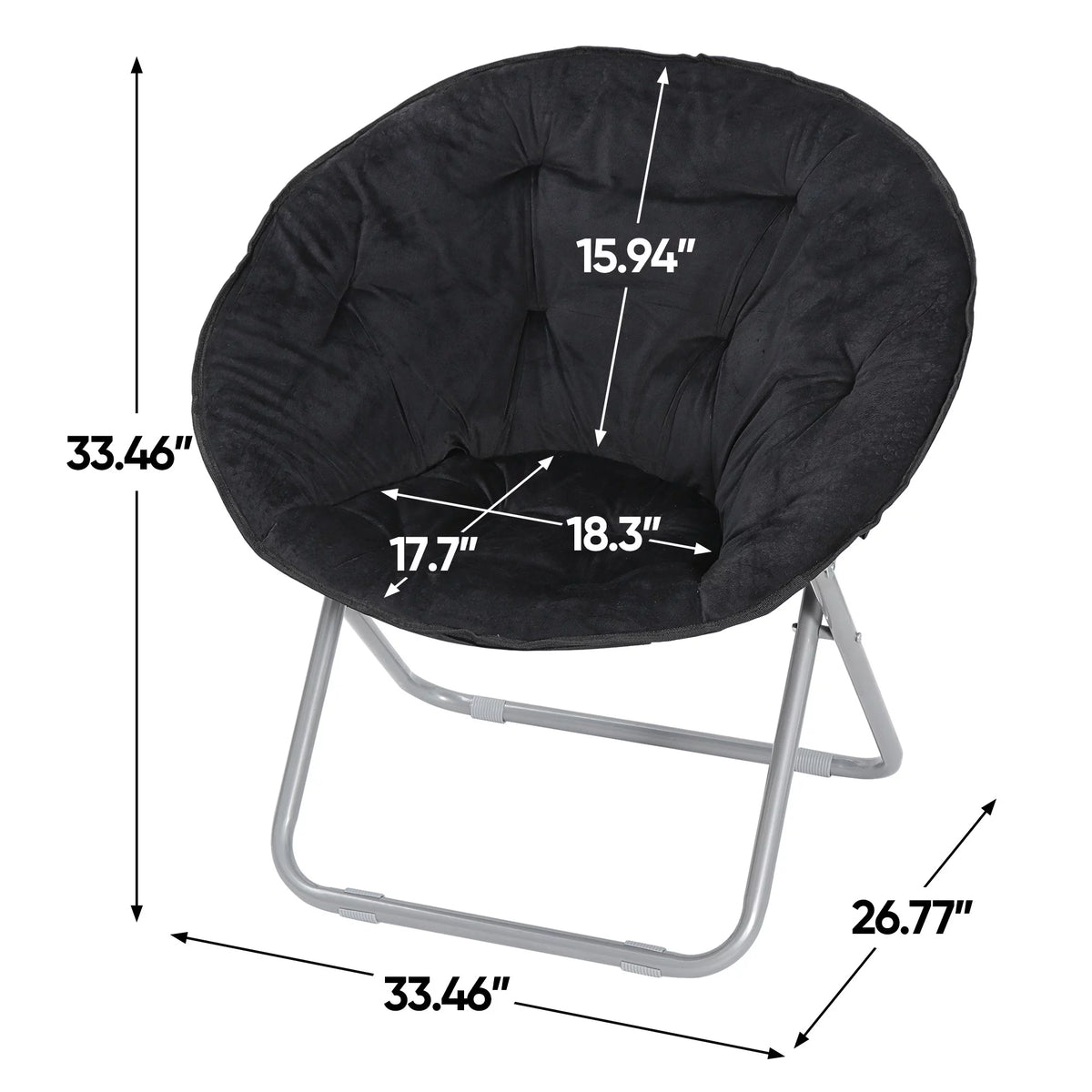 Foldable Faux Fur Saucer Chair Black N83117