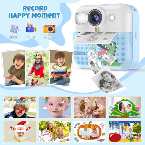 Blue 1080P Instant Print Kids Camera Toy A8424