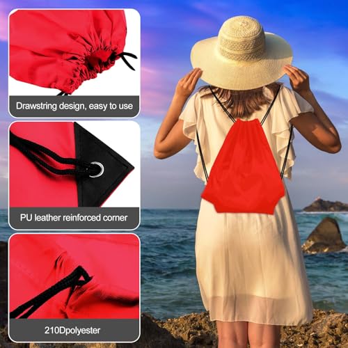 25Pcs Red Drawstring Backpack Bags W527